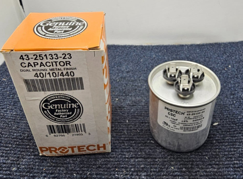 Rheem 43-25133-23 Dual Round Capacitor Metal Finish 40uf/10uf 440V