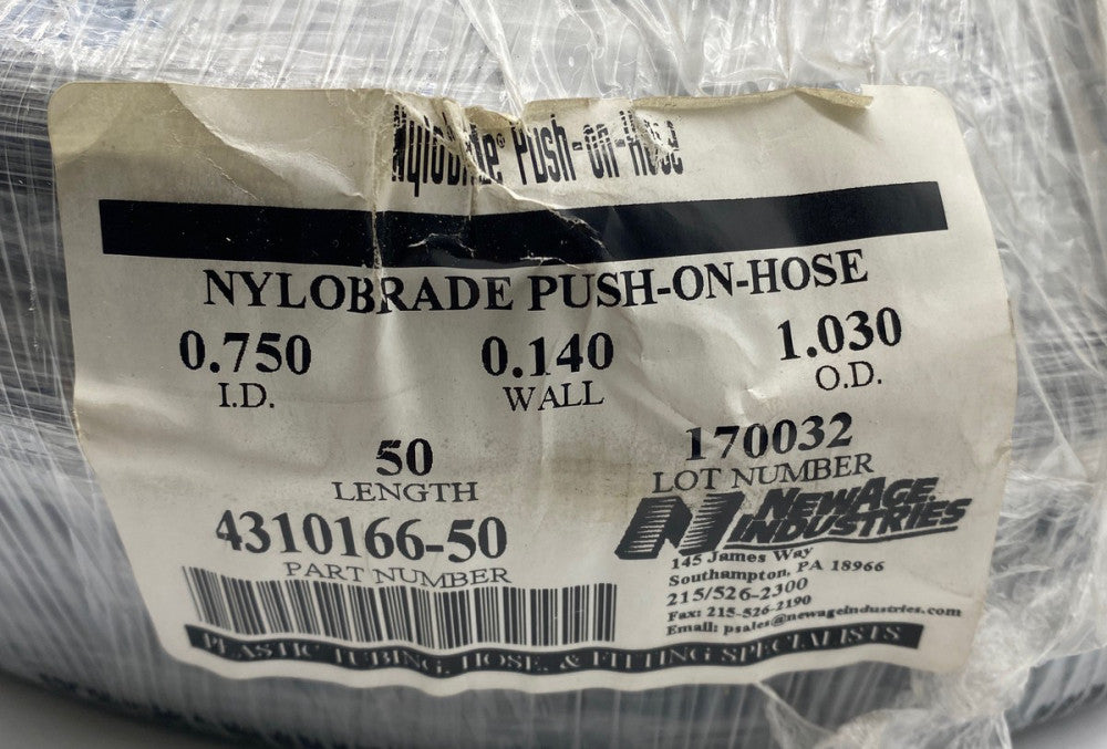 New Age Ind. 4310166-50 Push-On Hose 0.75" ID, 1.03" OD, 50Ft 