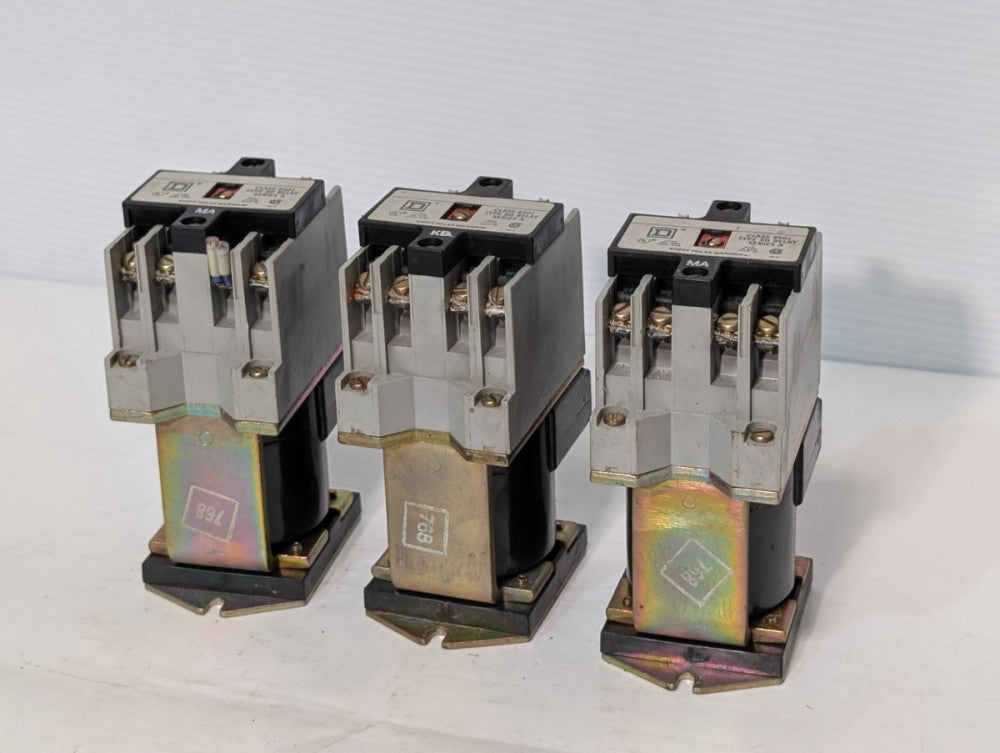 Lot of 3 Square D Class 8501 Type XD Series A Industrial Control Relay, 8 pole