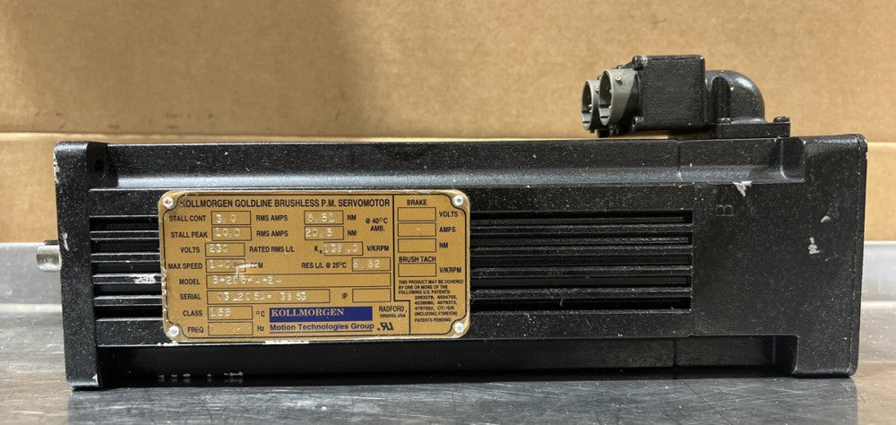 Kollmorgen Goldline Brushless PM Servo Motor 1400 RPM  #- B-206-A-24 Nos Surplus