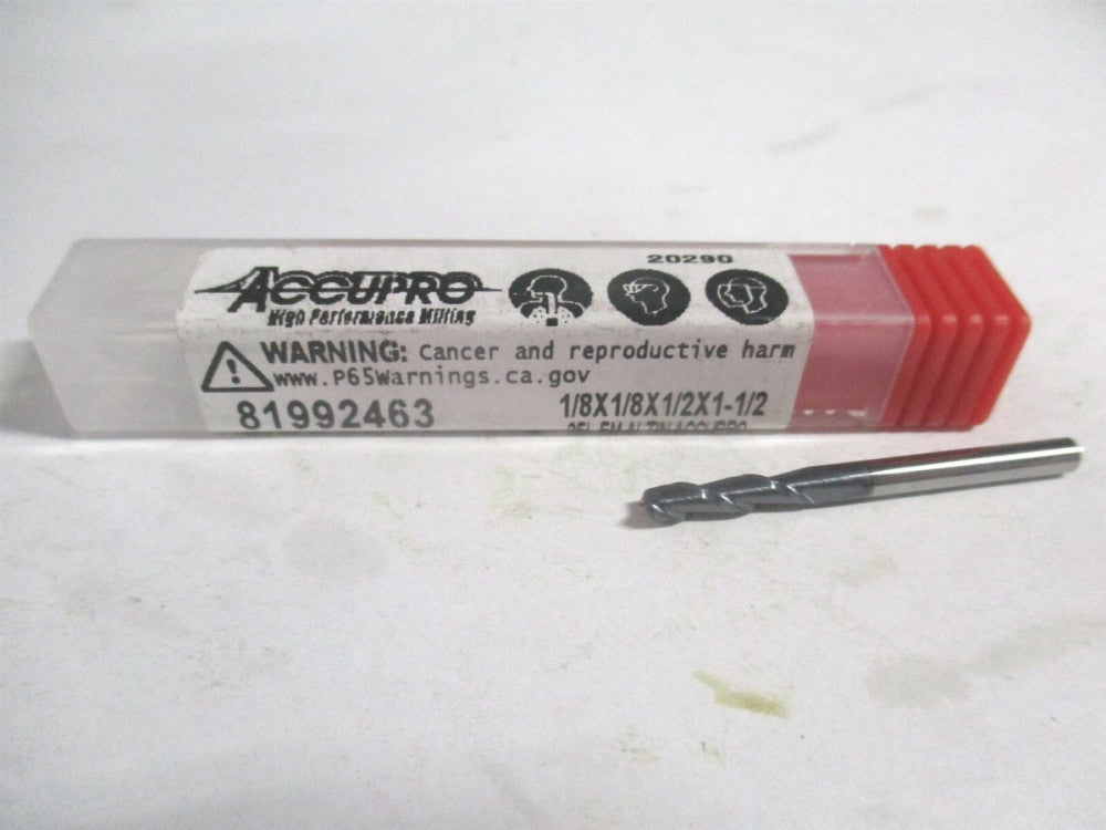 (12181266) 1/8" x 1/2" x 1/8" x 1-1/2" OAL 2 Flute Solid Carbide Square End Mill