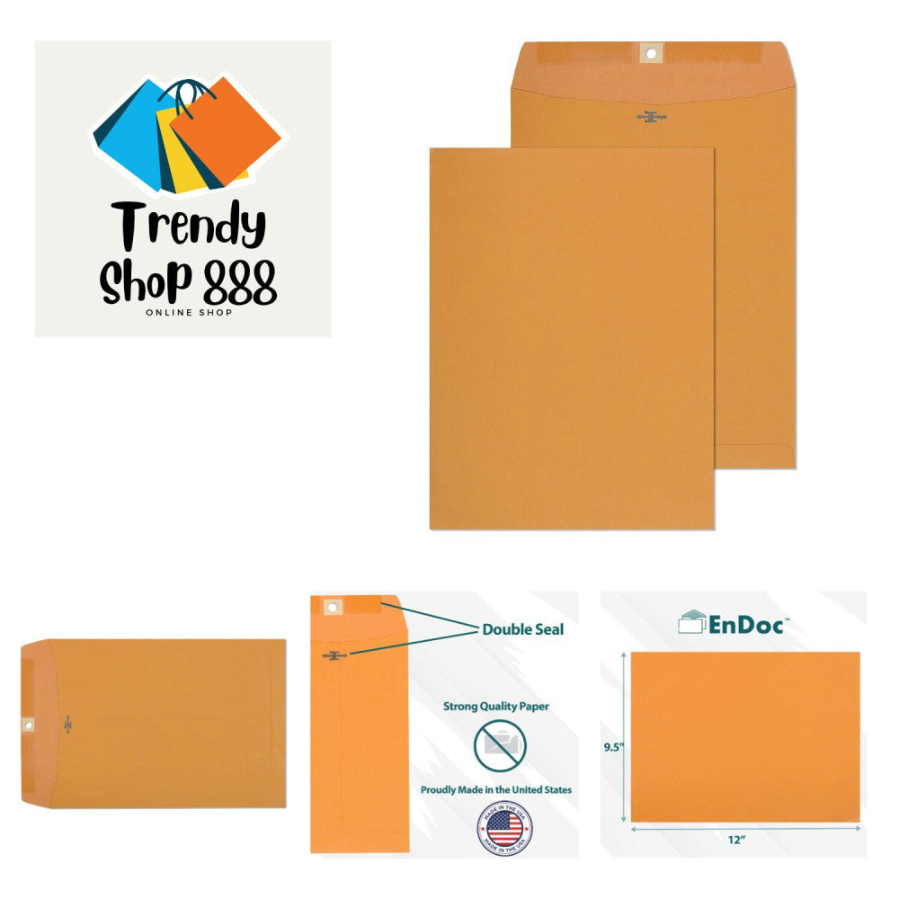 9 1/2 x 12 1/2 Clasp Envelopes - 100 Pack - Brown Kraft Catalog Envelopes Gum...