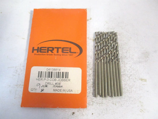 (04138814) #34 135° 1-1/2" x 2-5/8" OAL Cobalt RH Jobber Drill - Pack of 9 