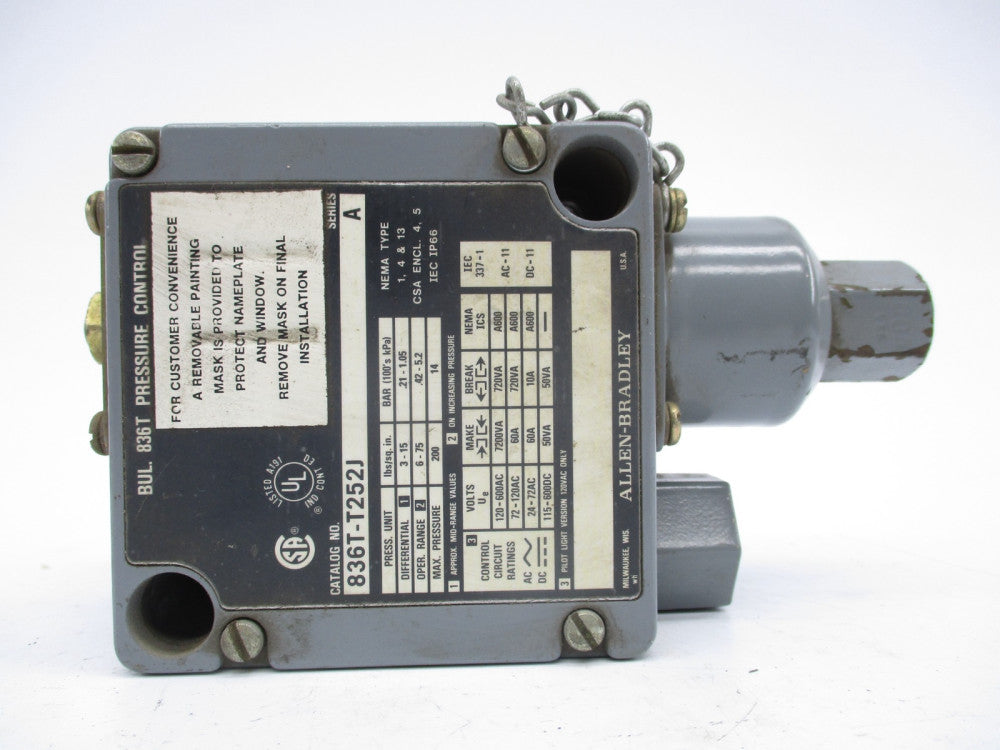 ALLEN BRADLEY 836T-T252J SER. A 120-600V 60A 6-75PSI NSNP