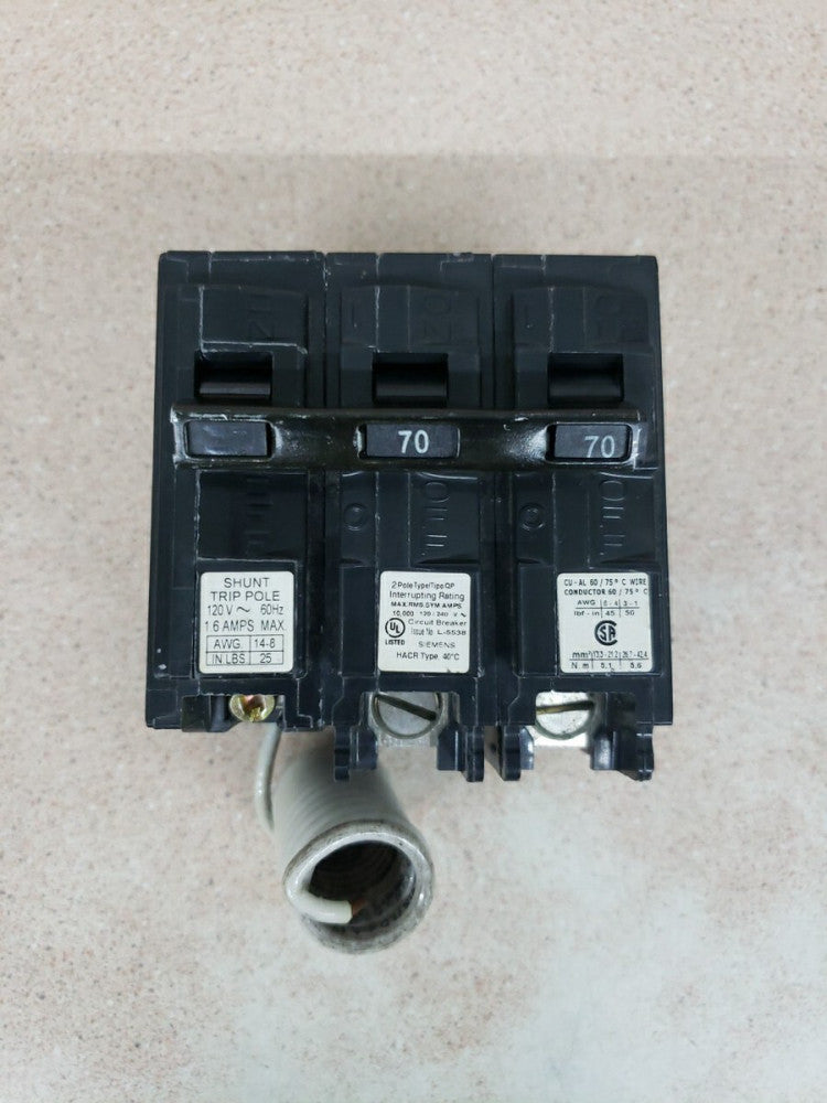 New Siemens Q27000S01 70 Amp, 240V, Circuit Breaker