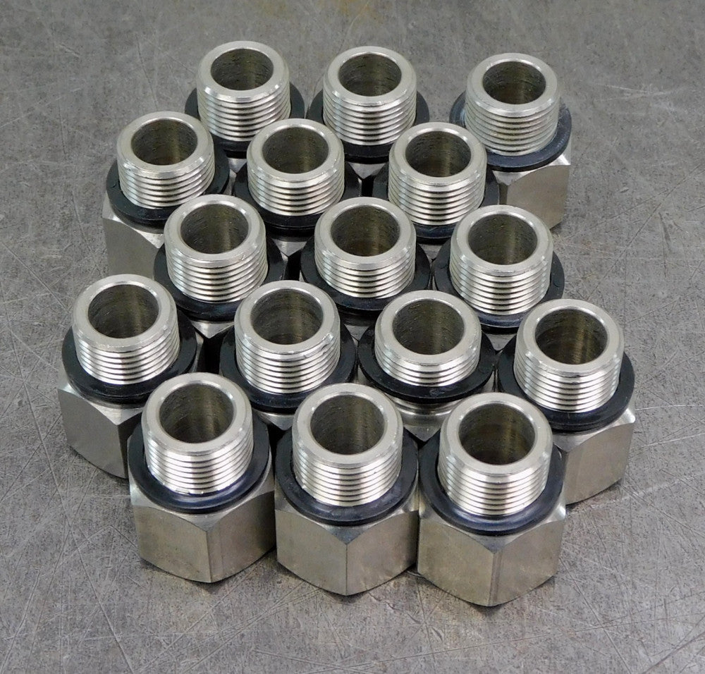 Parker 316 SS Stainless Steel Reducing Adapter 3/8" npt to O-Ring Thd Lot of 16