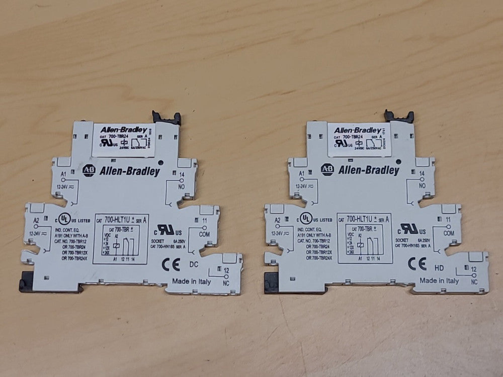 Lot Of 2 Allen Bradley 700-HLT1U Relay Teinal Blocks W/ 700-TBR24
