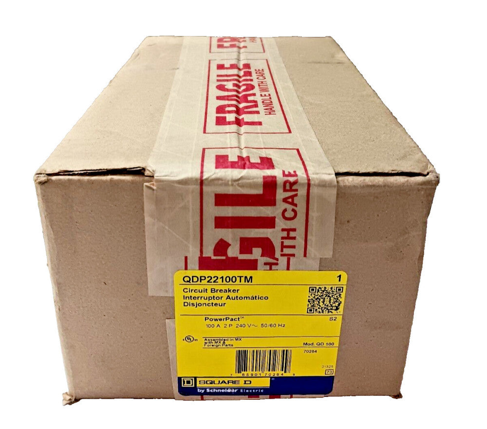 NEW SQUARE D POWERPACT 100 AMP CIRCUIT BREAKER 2 POLE 240 VAC  QDP22100TM