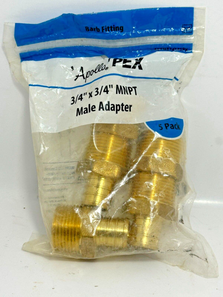 5-Pack Apollo PEX 3/4" x 3/4" MNPT Male Adapter APXMA34345PK