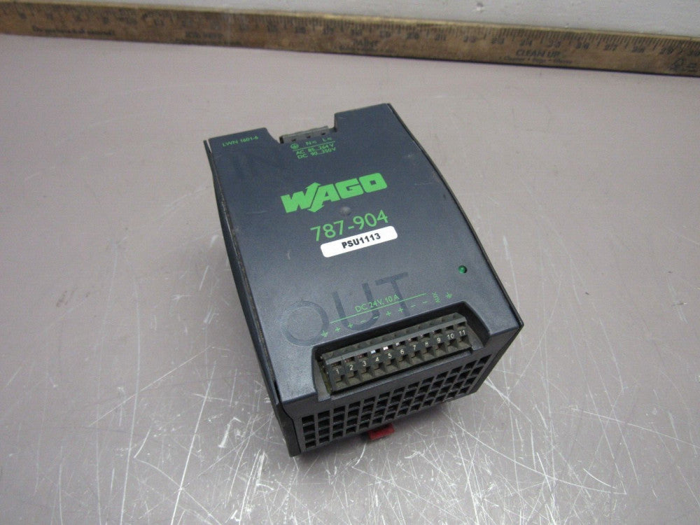 WAGO 787-904 POWER SUPPLY 24VDC 10AMP 85-264VAC 90-350VDC NICE USED TAKEOUT !!