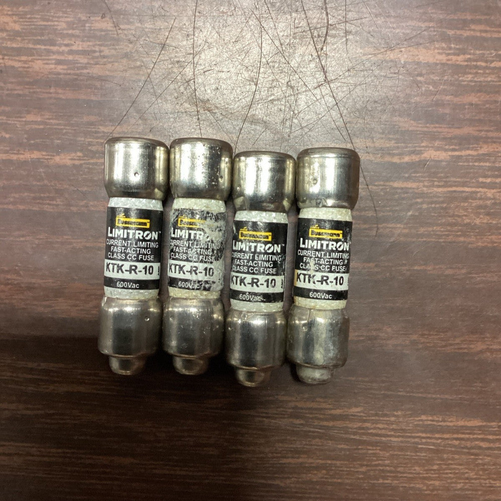 Cooper Bussmann Limitron KTK-R-10 Fast Acting Fuse, 600Vac 10Amp, Lot Of 4