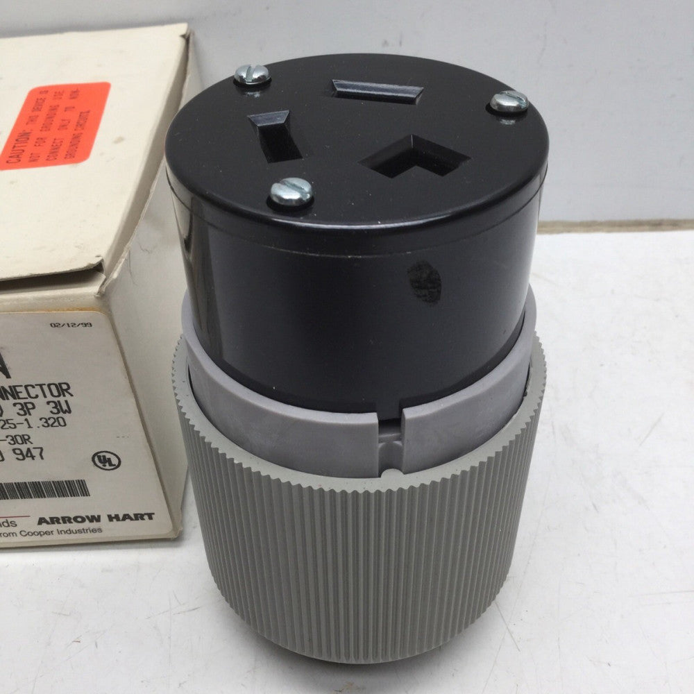 COOPER Crouse Hinds ARROW HART 9341N AUTOGRIP CONNECTOR 30A 125/250V 3P 3W