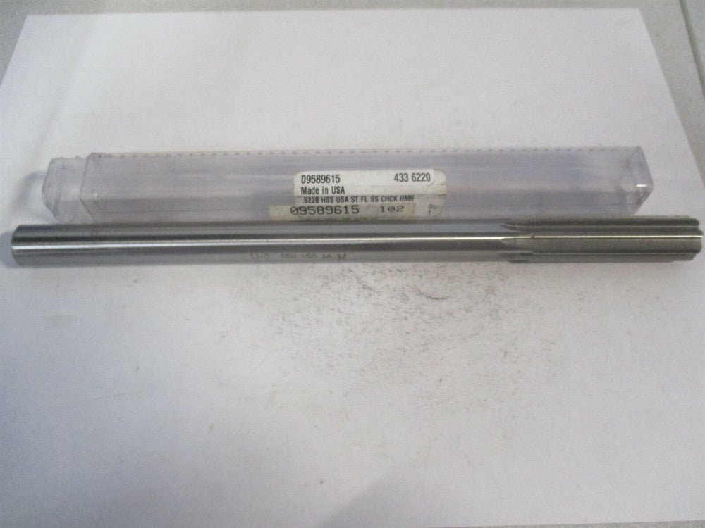 (433-0.6220) 0.622" Diam 8-Flute Straight Shank HSS Chucking Reamer 