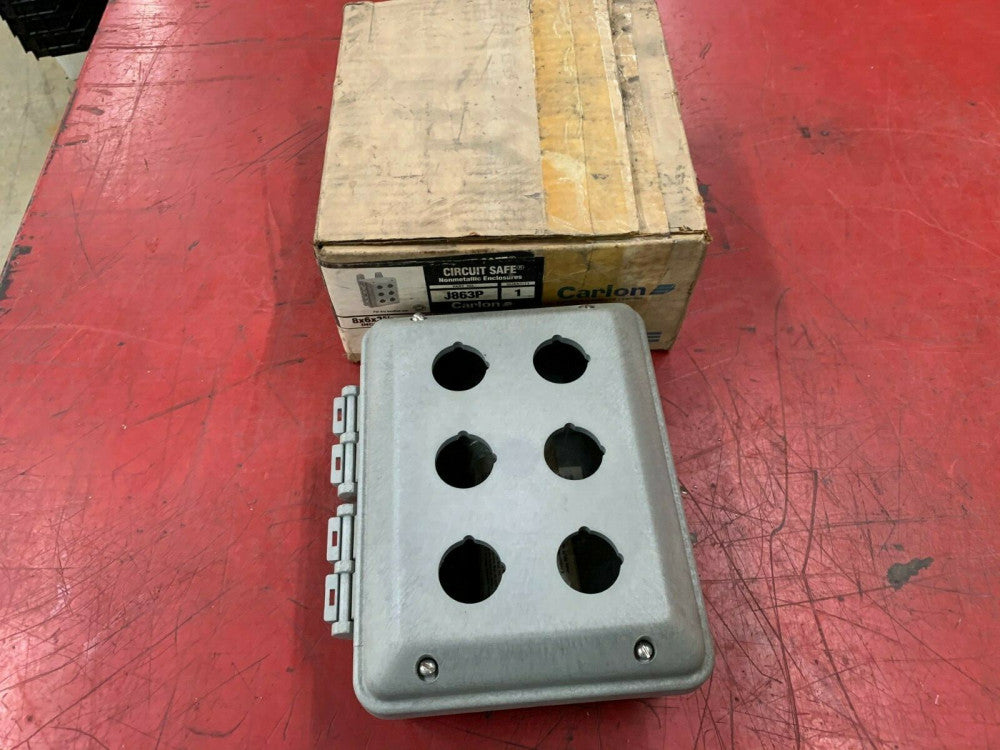NEW IN BOX CARLON 6-HOLE PUSHBUTTON ENCLOSURE J863P