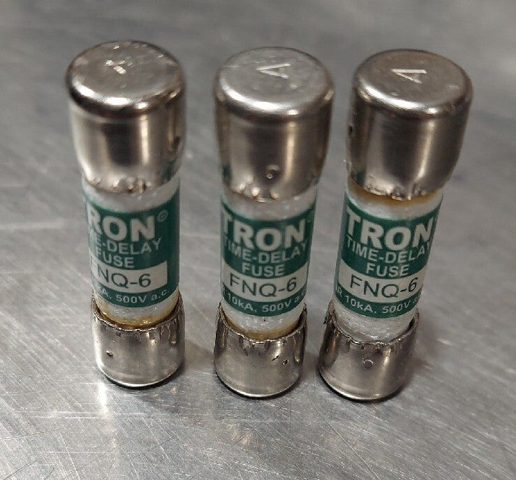 Lot of 3 - COOPER BUSSMANN TRON FNQ-6 TIME DELAY FUSE 