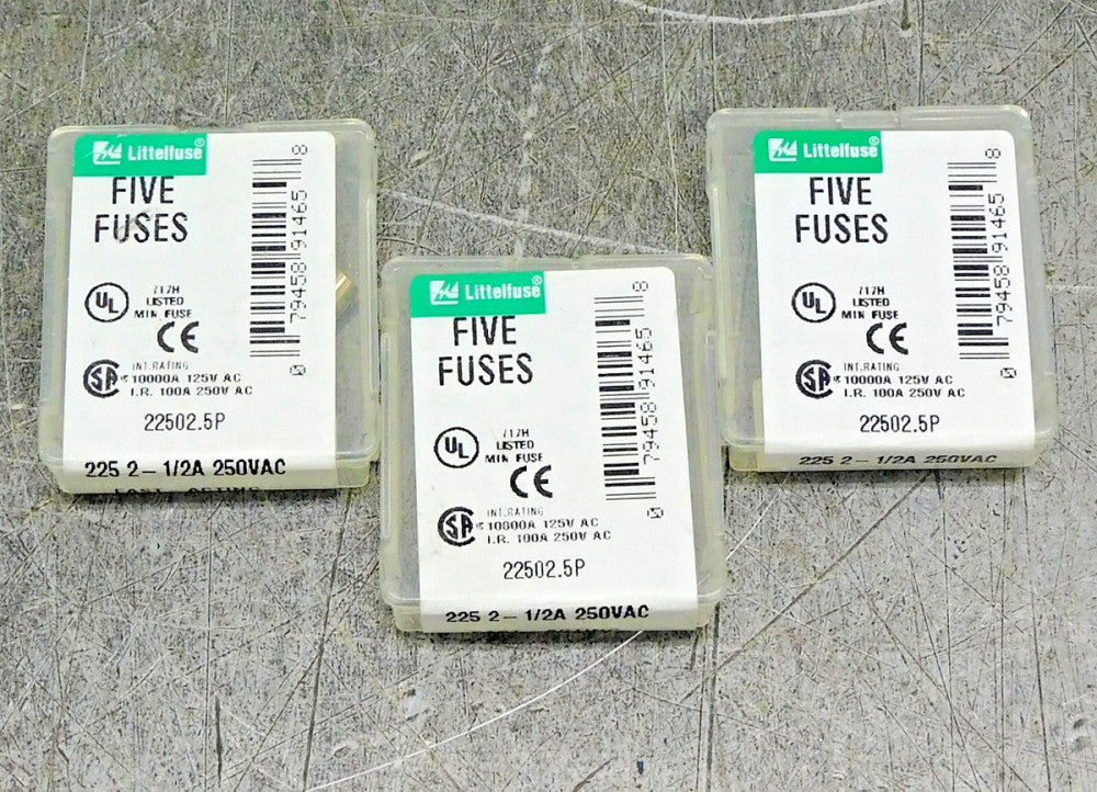 Littelfuse 22502.5P Fast Acting Glass Fuse 2-1/2A 250V Lot of Fourteen (14)