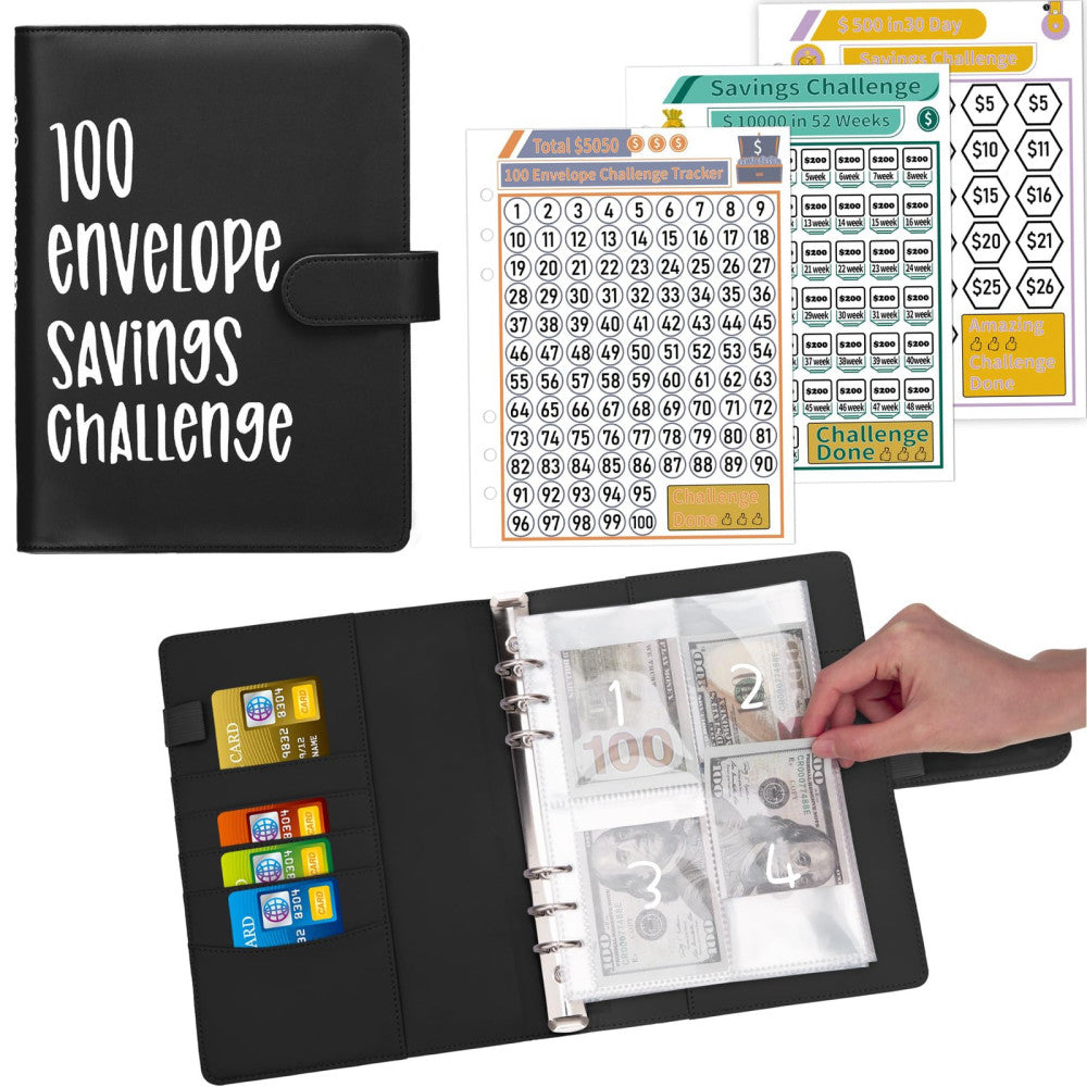 100 Envelopes Money Saving Challenge Binder A5 Budget Binder with Cash Envelo...