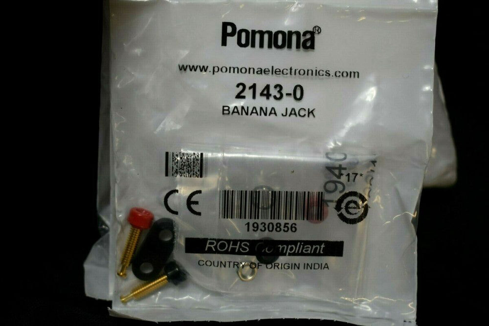 [5-Pack] Pomona 2143-0 Mini Double Banana Jack Black/Red on Black Base