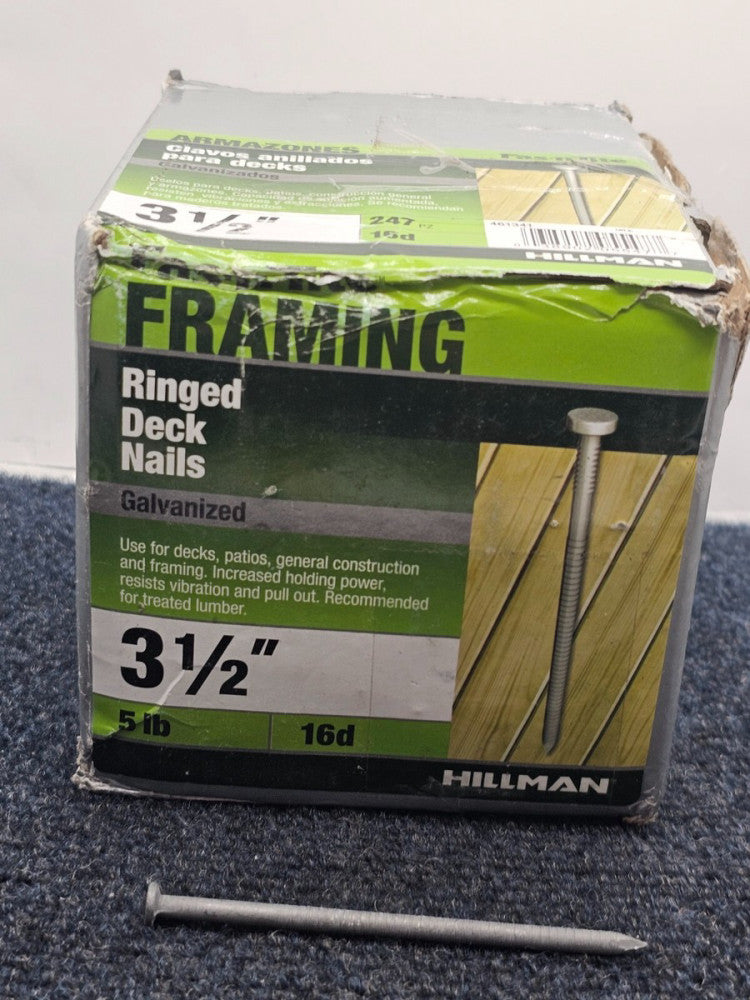 (247 Piece) HILLMAN FASTENERS 461341 5 LB 3.5x16 Deck Nail Galvanized Steel