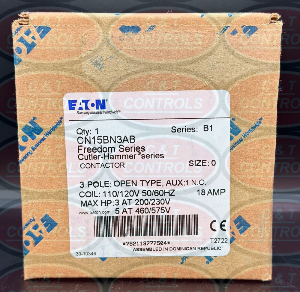 Eaton CN15BN3AB Nema Size 0 3P 120V Contactor New In Box USA Stock