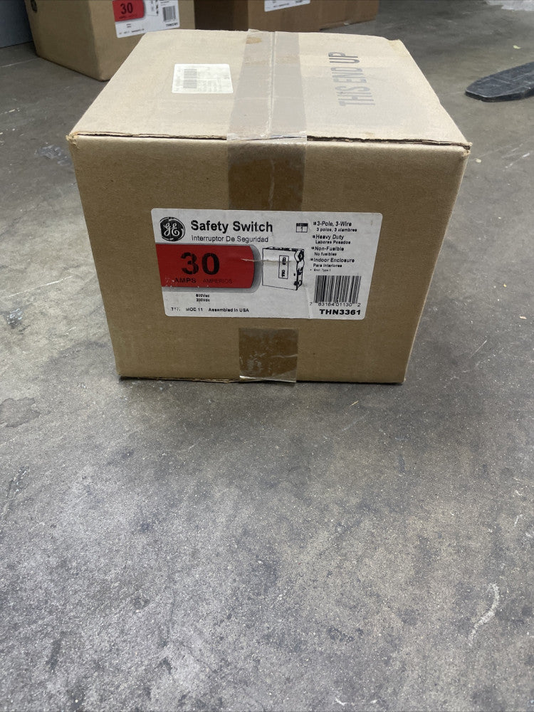 1) GE General Electric Heavy Duty Safety Switch THN3361 30A 600 Volt Non Fused