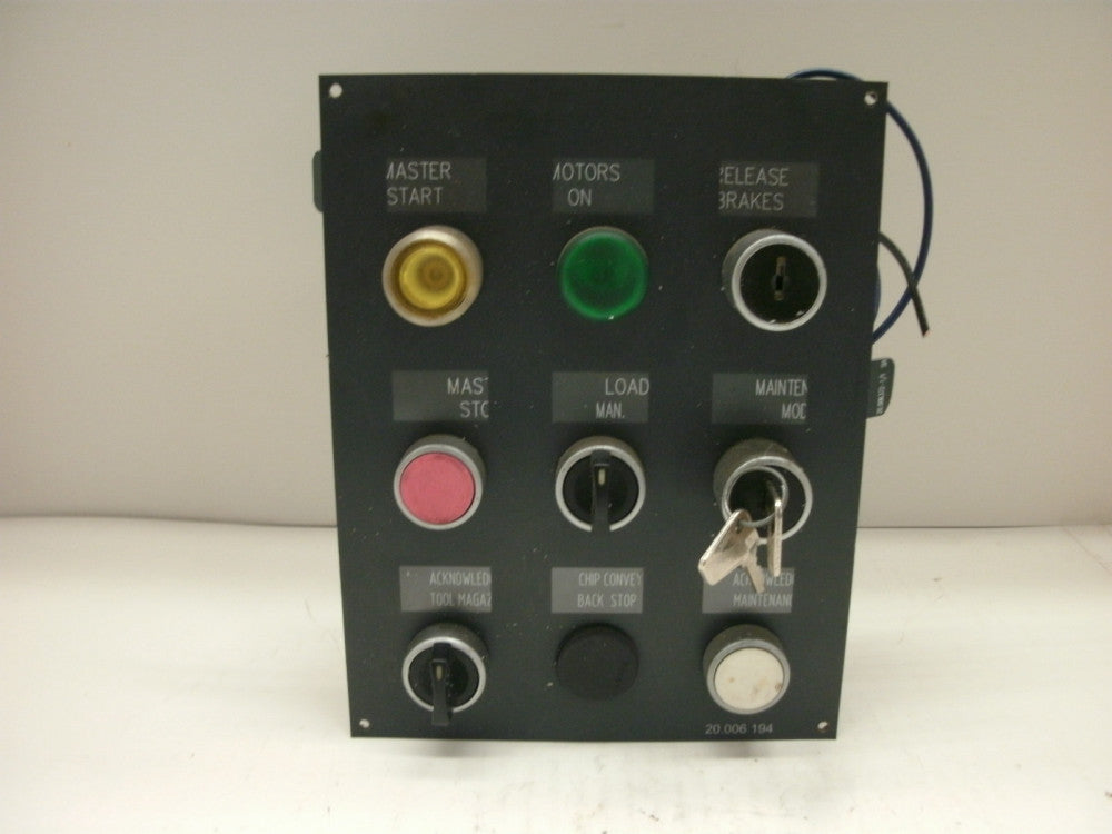 GENERAL ELECTRIC 20.006 194 OPERATOR PANEL 3 PB 2 SEL 2 KEYED SEL 1 PILOT LIGHT