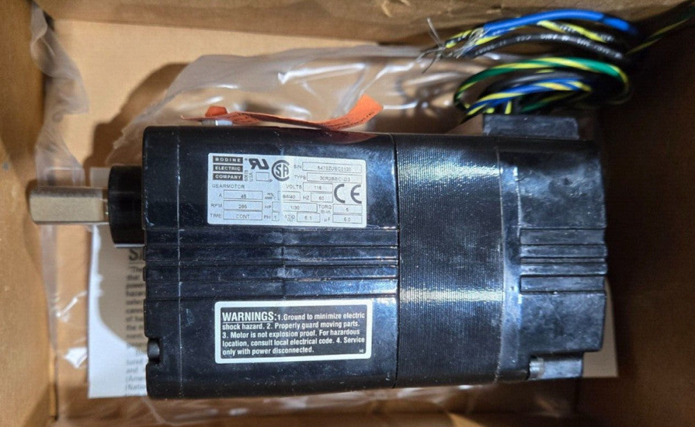 BODINE ELECTRIC 30R2BECI-D3 GEARMOTOR 115V 60Hz .45A 285RPM 1/30HP 6:1 RATIO