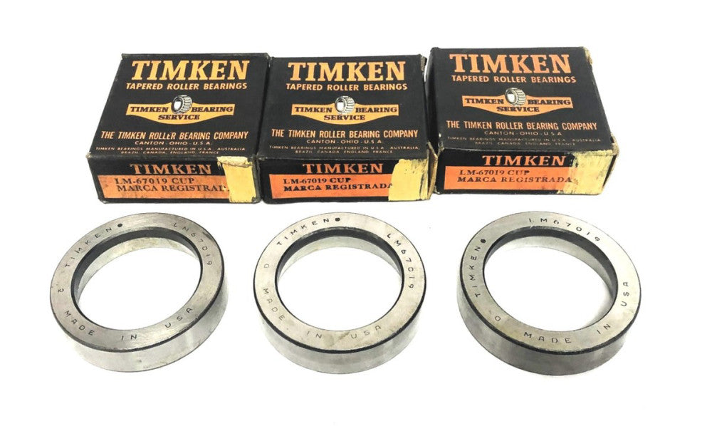 Timken Tapered Roller Bearing Cup LM67019 [Lot of 3] NOS