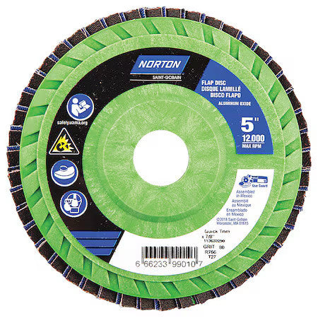 Norton Abrasives 66623399010 Flap Disc,5 In X 80 Grit,7/8