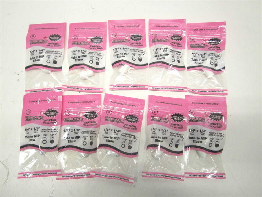 Ezcon X 1/4" x 1/4" White Tube to MIP Elbow Fittings - Lot of 10
