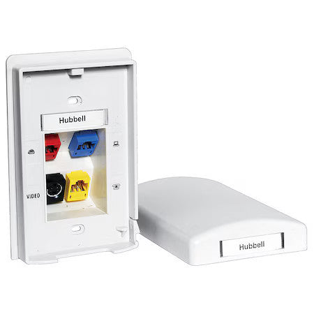 Hubbell Premise Wiring Tpf1w Plate,4 Ports,White
