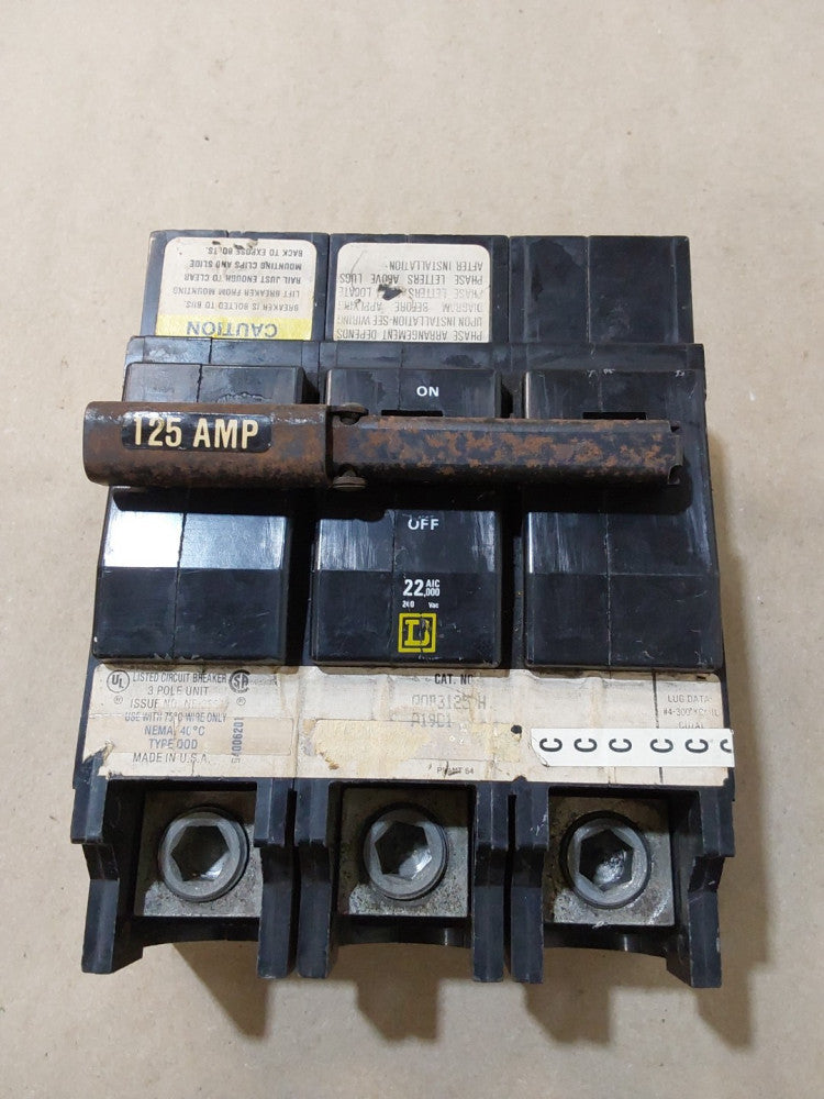 Square D QOB3125VH 3 Pole 240V Circuit Breaker 125A