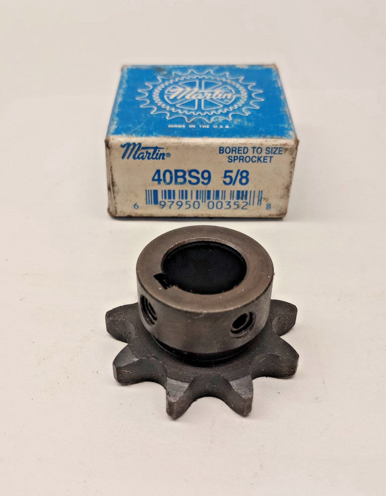 Martin 40BS9 5/8 Sprocket #40 Gear 9-teeth 5/8 (0.625) bore key slotted