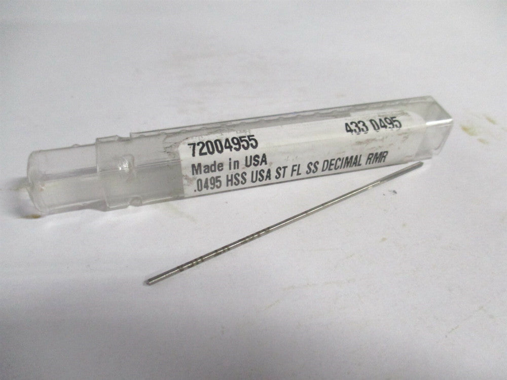 (433-0.0495) 0.0495" x 1/2" x 2-1/2" Straight Shank HSS 4-Flute Chucking Reamer 