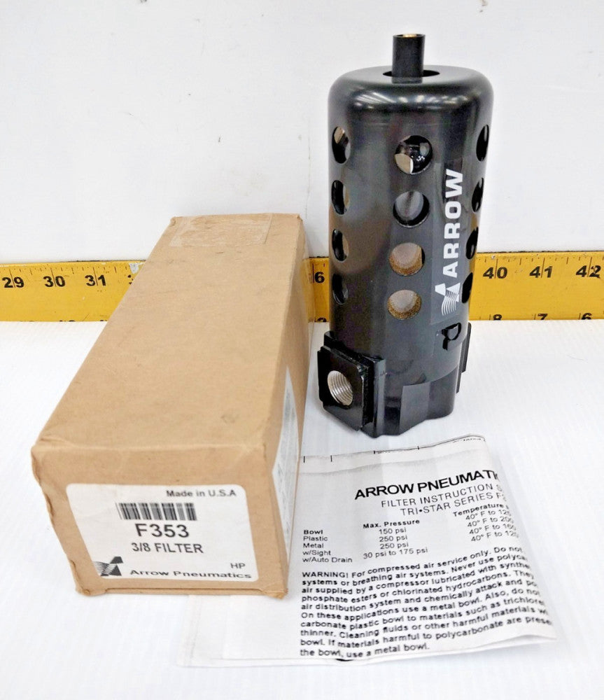 New Arrow Pneumatics Tri-Star Particulate Filter 150 PSI 3/8" NPT  F353