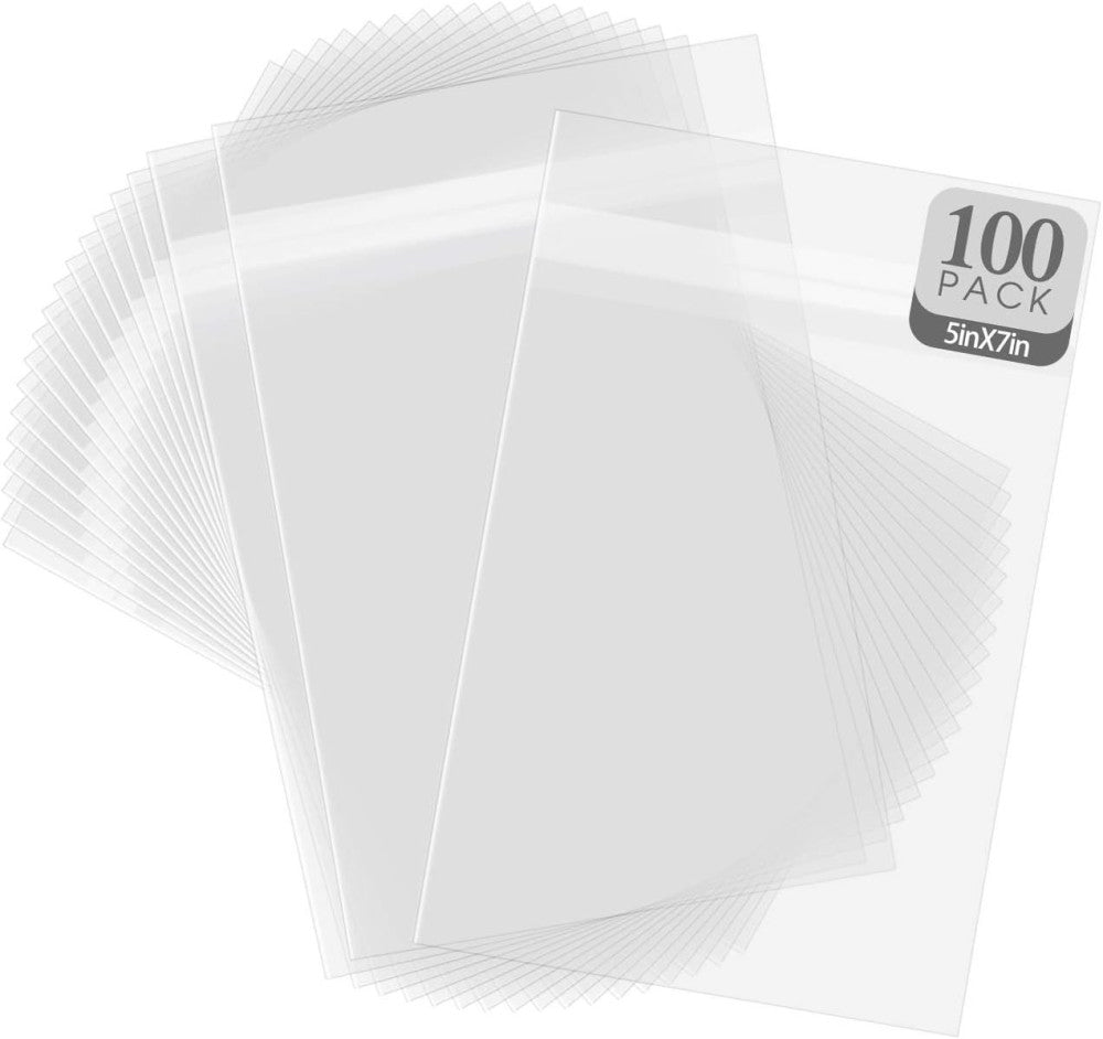 Golden State Art, Pack of 100, Acid-Free Crystal Clear Sleeves 5x7, 