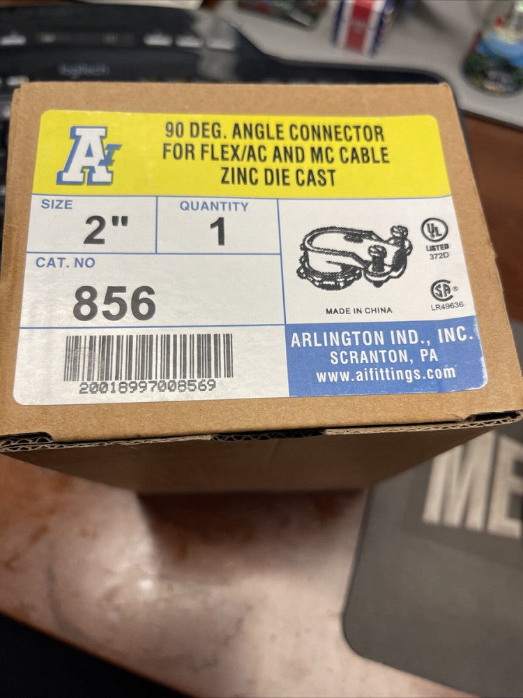 Arlington Industries 856 Flex Connector Material: Zinc Die Cast Size: 2 Inch 90