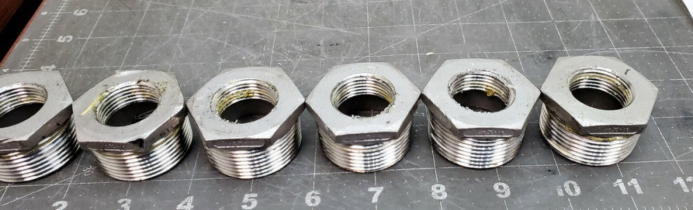 (6) 1 ¾” Male x ¾” Female Hex Reducer Bushing SS316 NEW TAKE OFFS [B2B2]