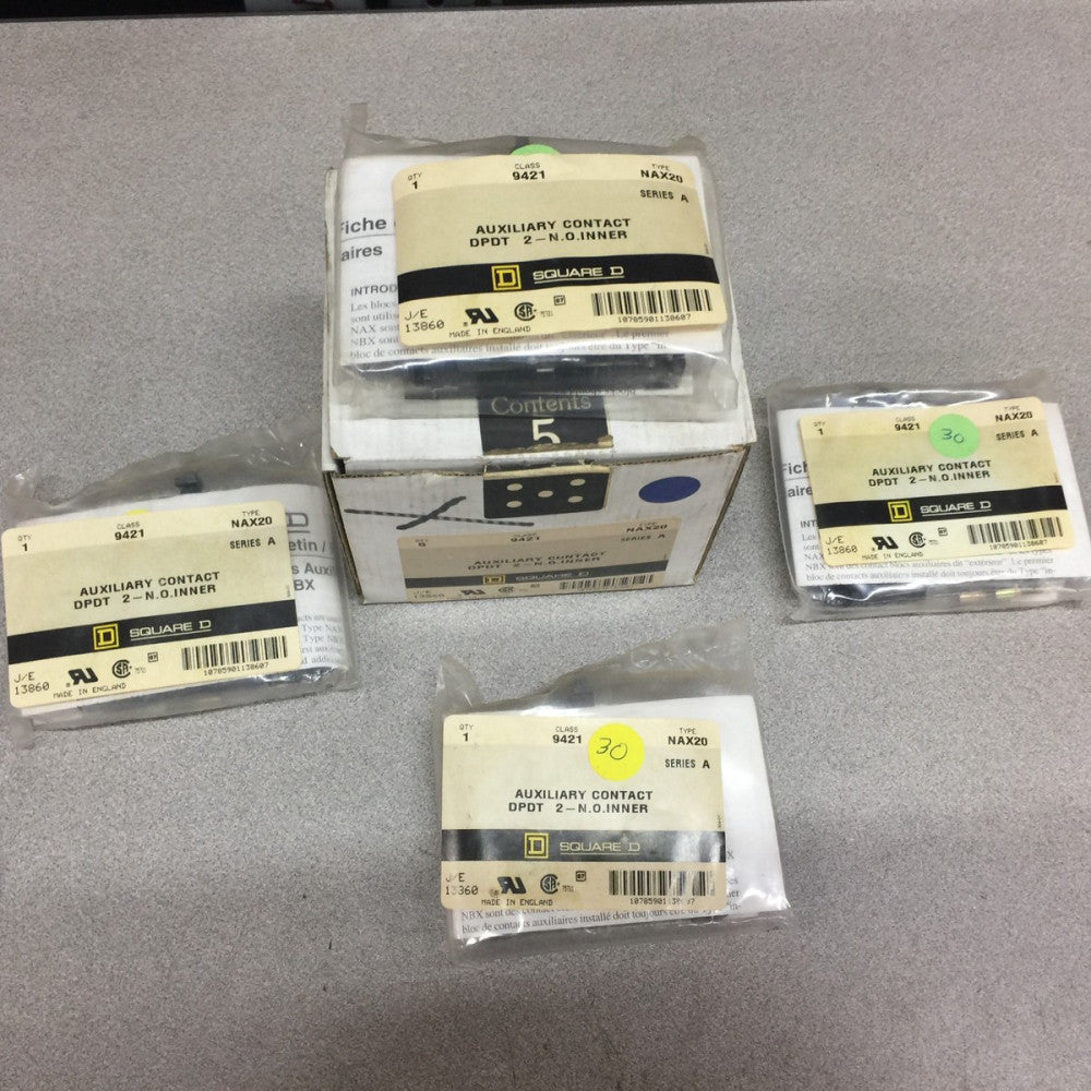 NEW IN BOX OF 4 SQUARE D AUXILIARY CONTACTS 9421 NAX20