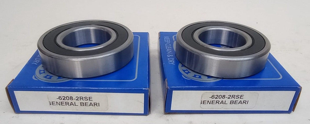 General 6208-2RSE Ball Bearing Deep Groove 40X80X18mm Double Sealed (Pack of 2)