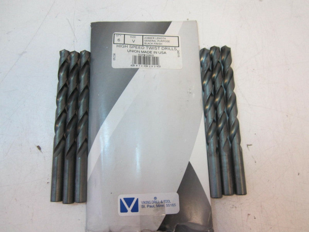 VIKING TOOL (2620) Size V Jobber Length High Speed Twist Drill Bits - Lot of 6