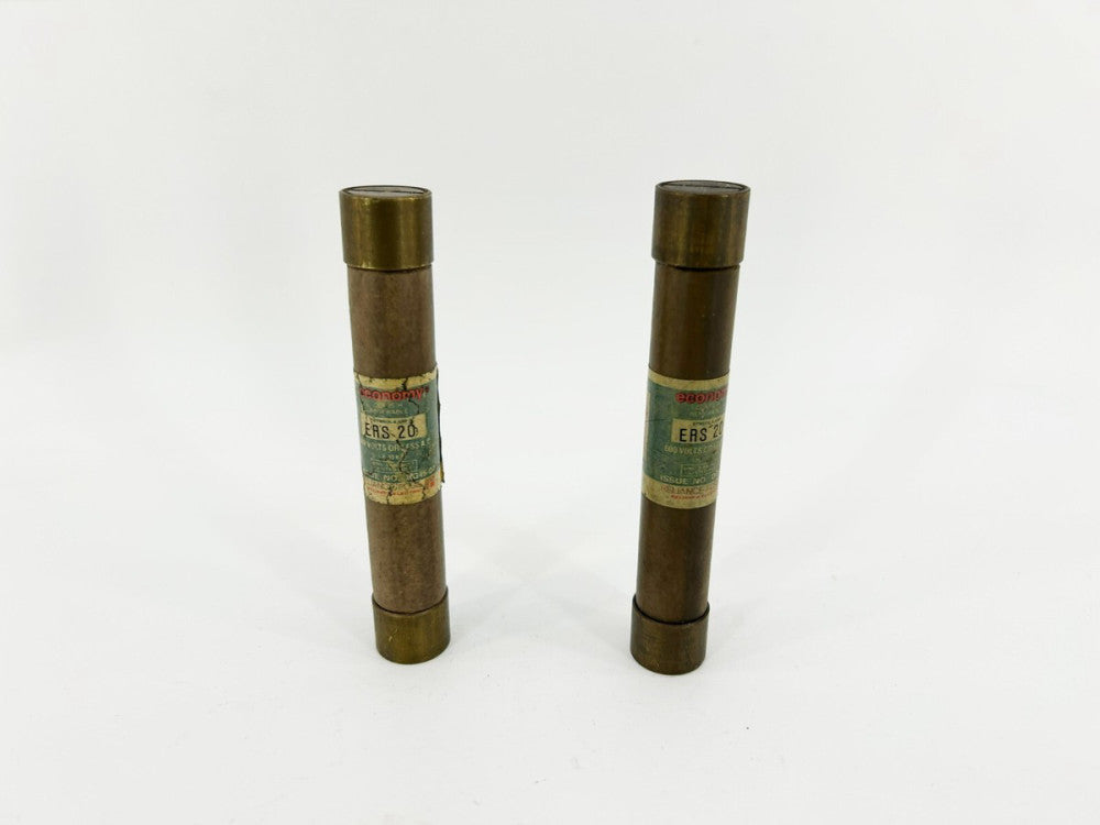 Lot of 2 New Economy ERS20 Fuses, 20 A, 600V, Time Delay Dual Element