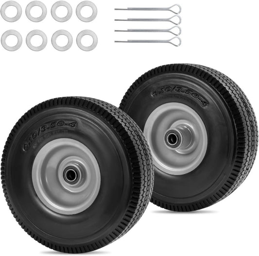 10" Solid Tire Replacement 4.10/3.50-4 Flat Free and Wheel for 10 Inch 