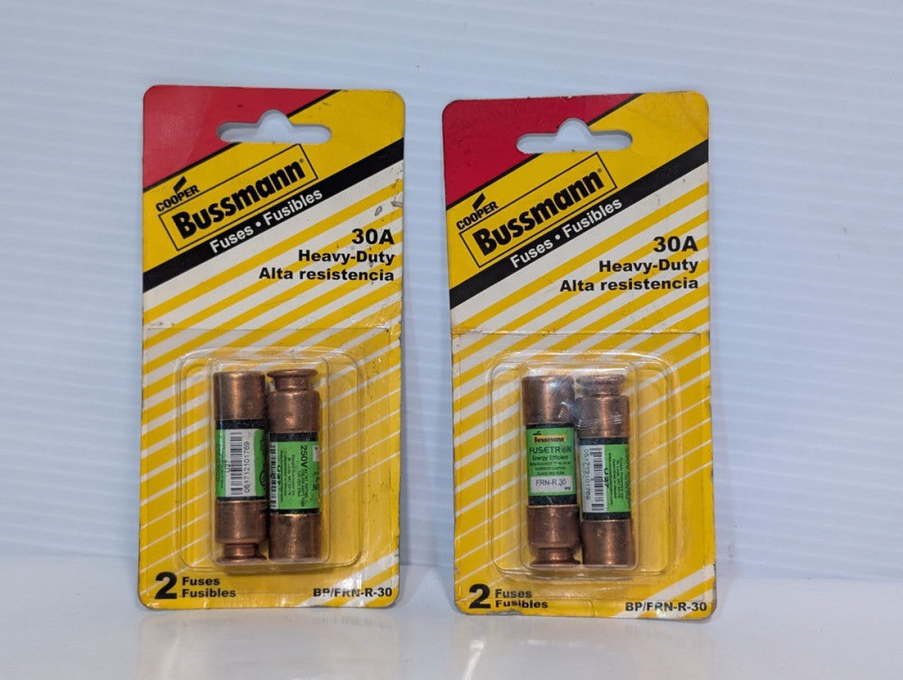 Lot of 4 Bussmann FRN-R-30 30A Fusetron Dual Element- Time Delay, RK5, Current
