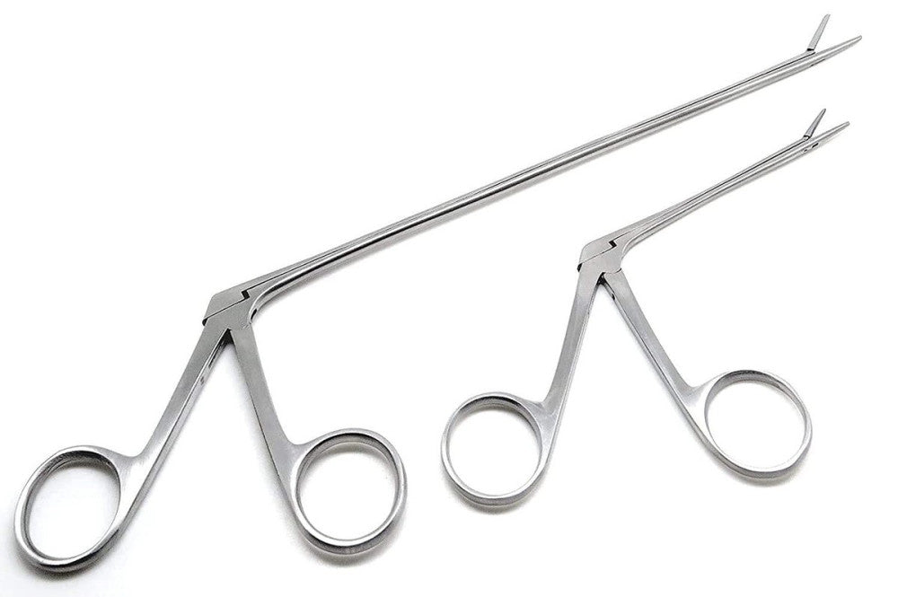 2 Pcs Hartman Micro Alligators Forceps 3.3" and 8" ENT Ear Serrated Stainless...