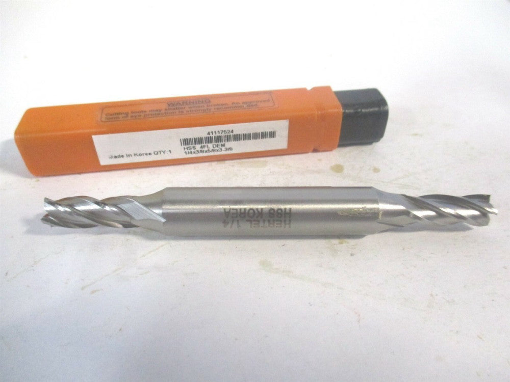 (E1051016) 1/4" x 5/8" x 3/8" x 3-3/8" OAL 4 Flute HSS Square End Mill 