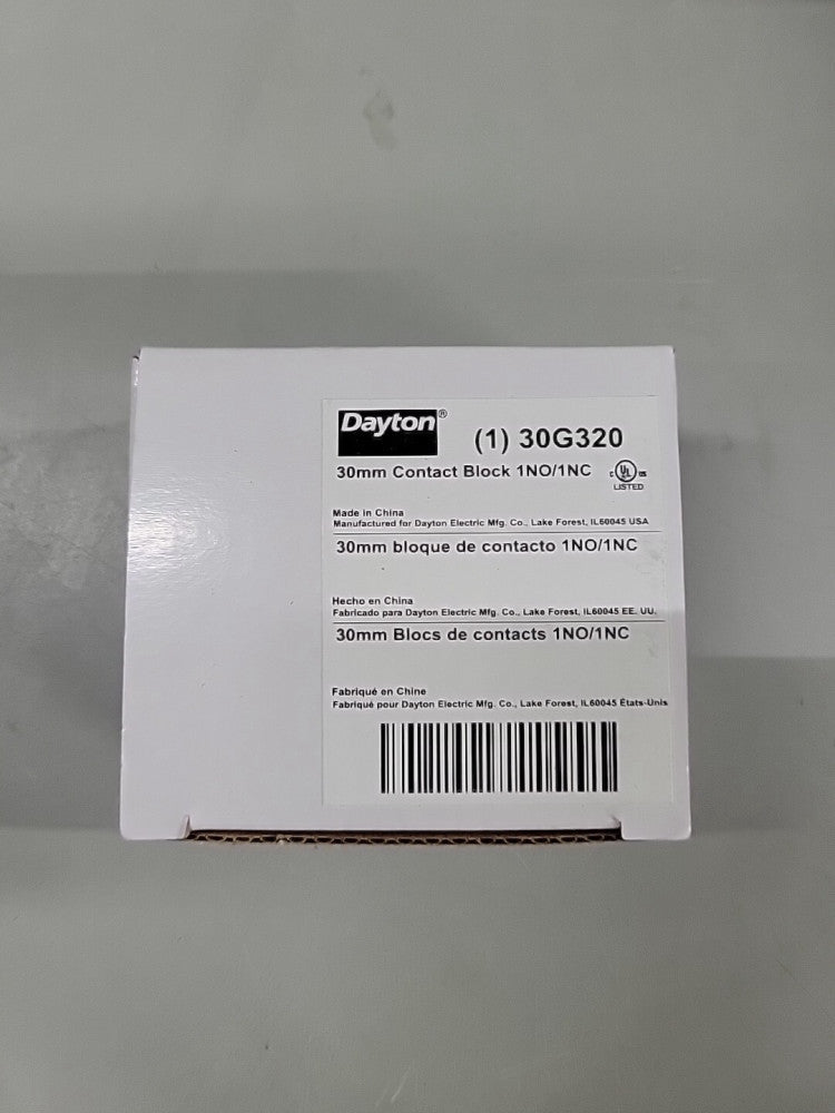 1) New! DAYTON 30G320 Contact Block 1NC/1NO 30mm