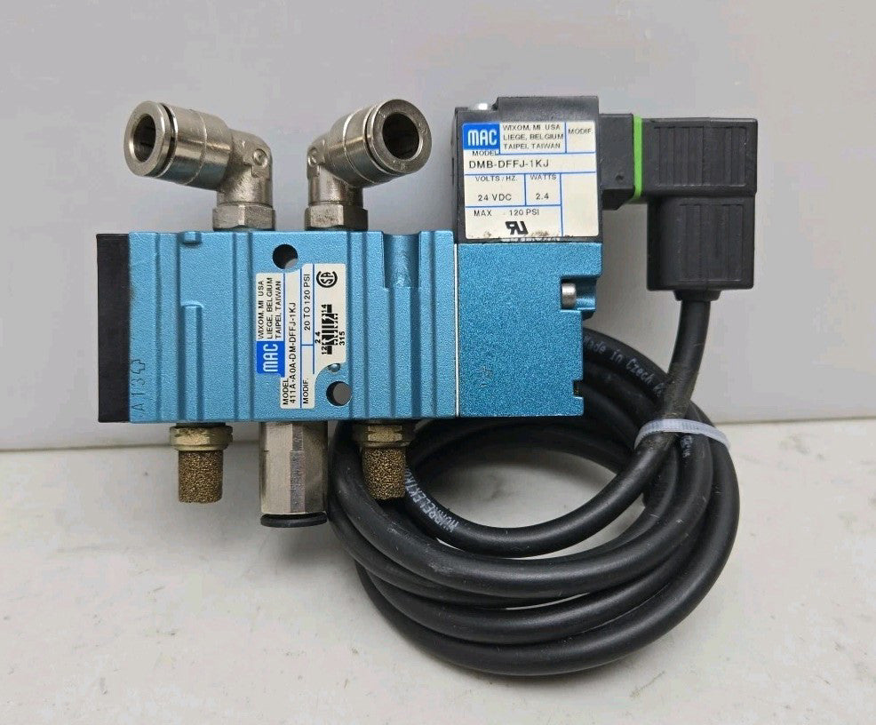 Mac Valves 411A-A0A-DM-DFFJ-1KJ Solenoid Valve with DMB-DFFJ-1KJ Pneumatic Valve