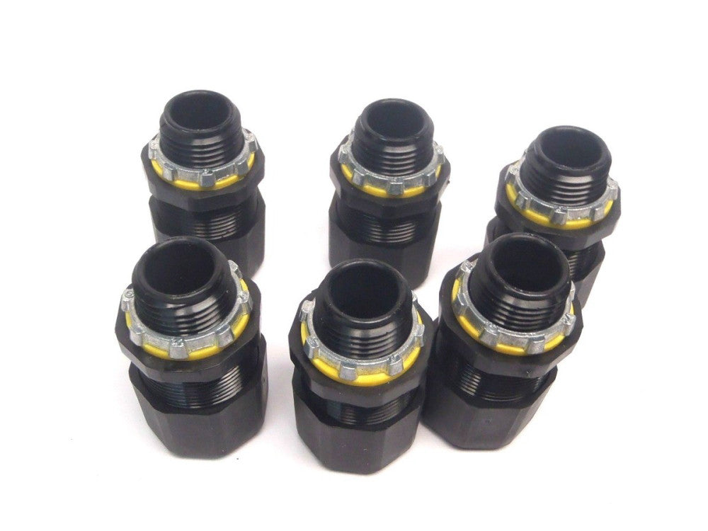 Black Nylon Strain Relief 3/4" Conduit Liquid Tight Threaded Fittings LOT OF 6