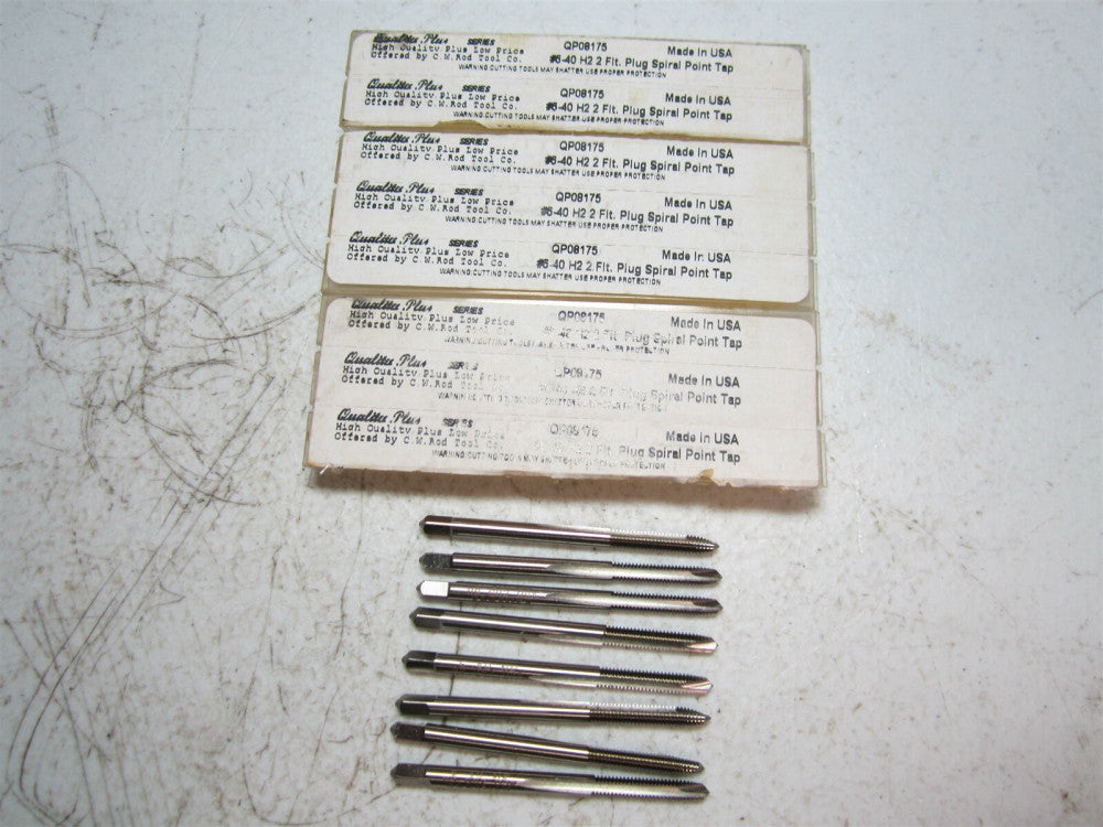 Quality Plus (QP08175) #6-40 H2 2 Flute Plug Spiral Point Tap - Pack of 8